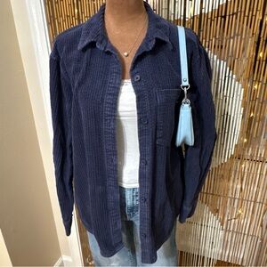 Divided by H&M Navy Ribbed Button-Up Shirt – Size XS